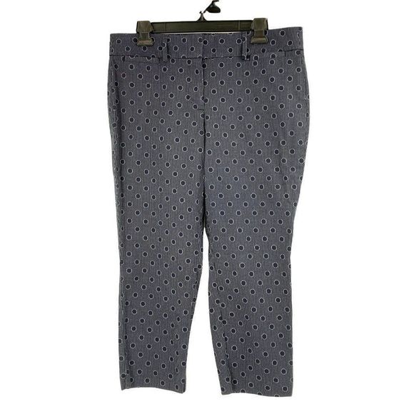 Ann Taylor Capri Pants Dot Navy Size 10P 10 Petite Stretch 0317 wide belt Crop - Picture 1 of 8